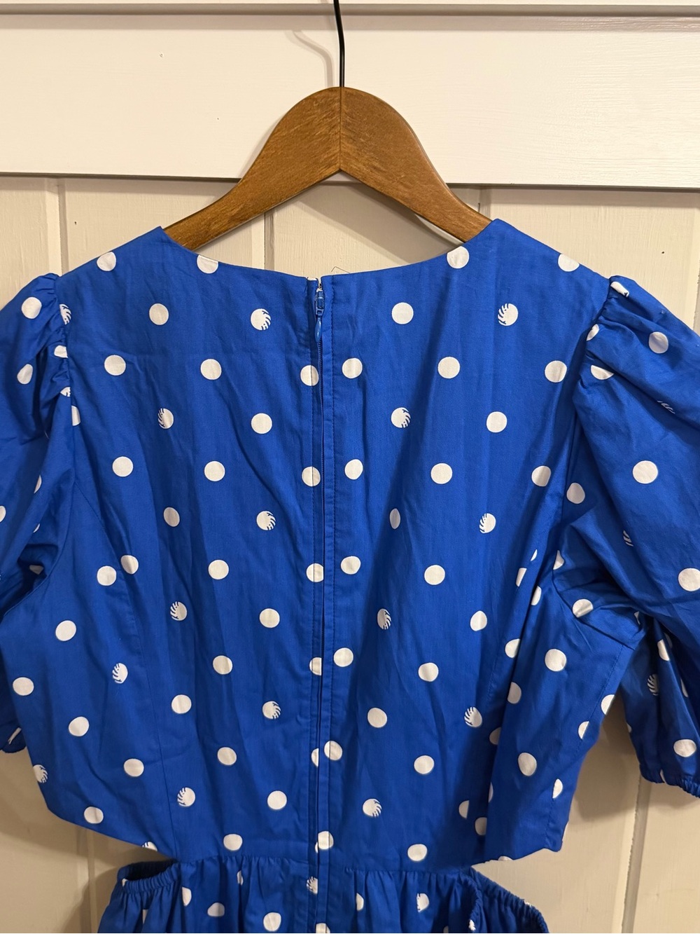 Lilly Pulitzer Blue with White Polka Dot Dress, Side Cut-Outs, Size 6 - Picture 9 of 10